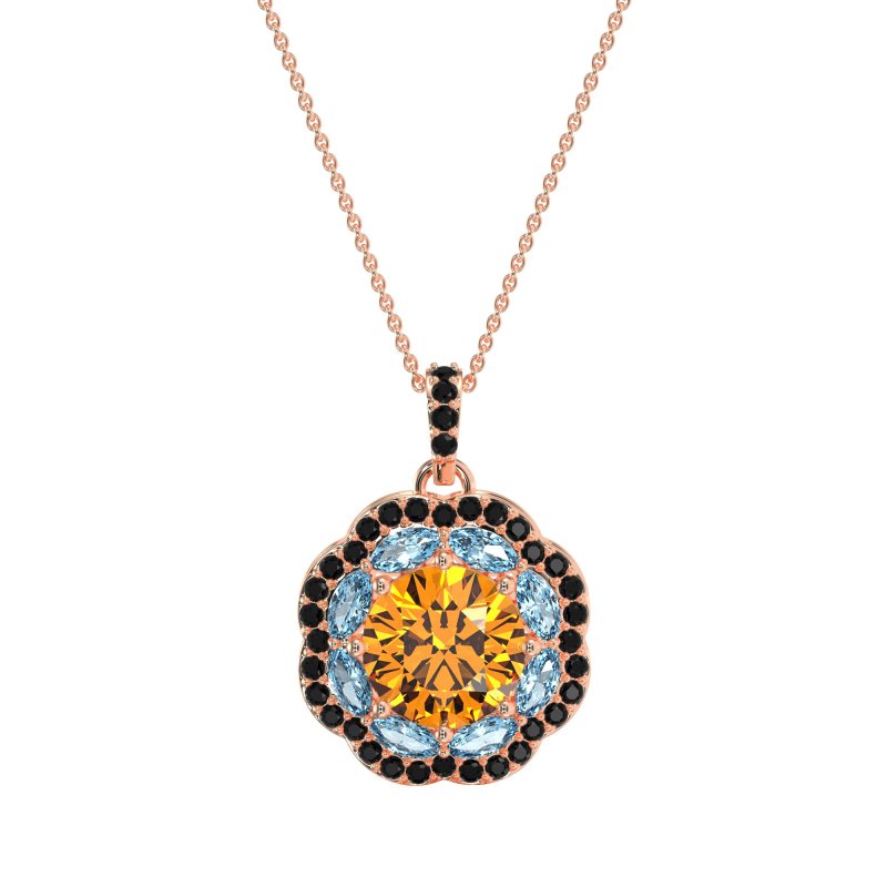 Flower Marquise Halo Necklace