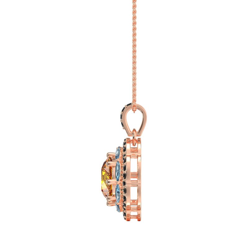 Flower Marquise Halo Necklace