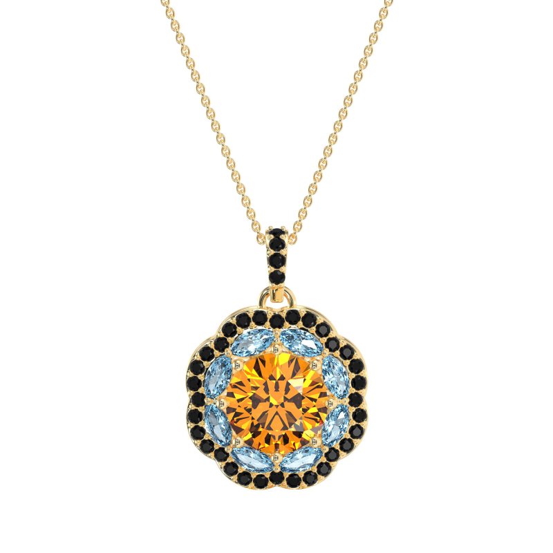 Flower Marquise Halo Necklace