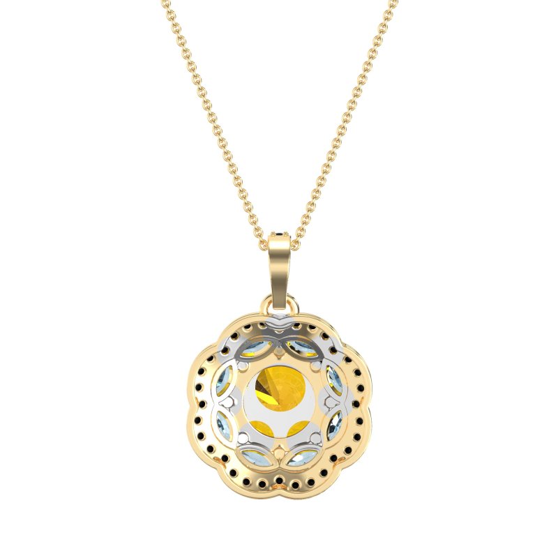 Flower Marquise Halo Necklace