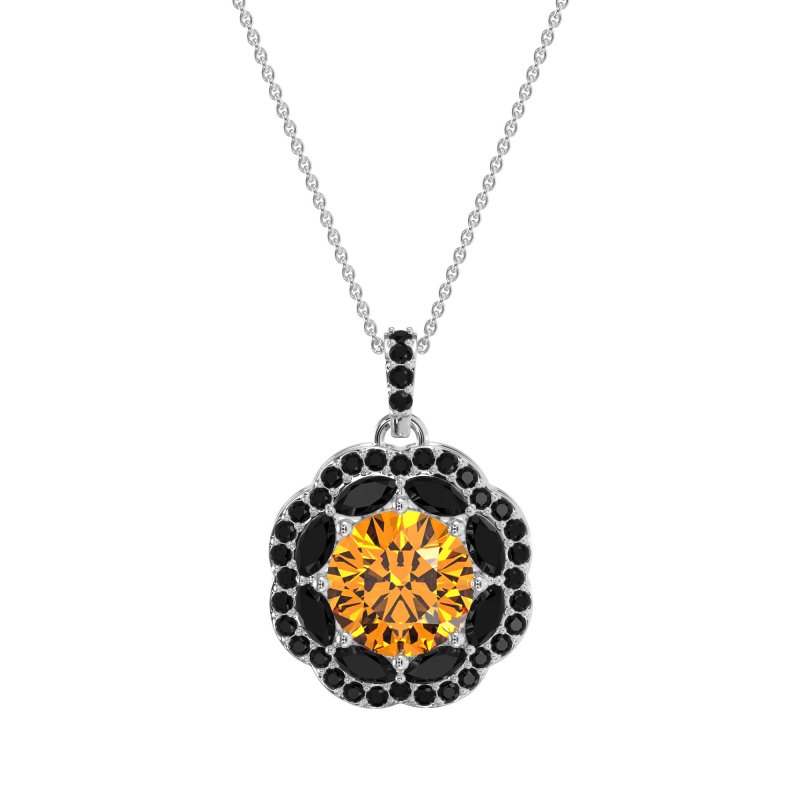 Flower Marquise Halo Necklace