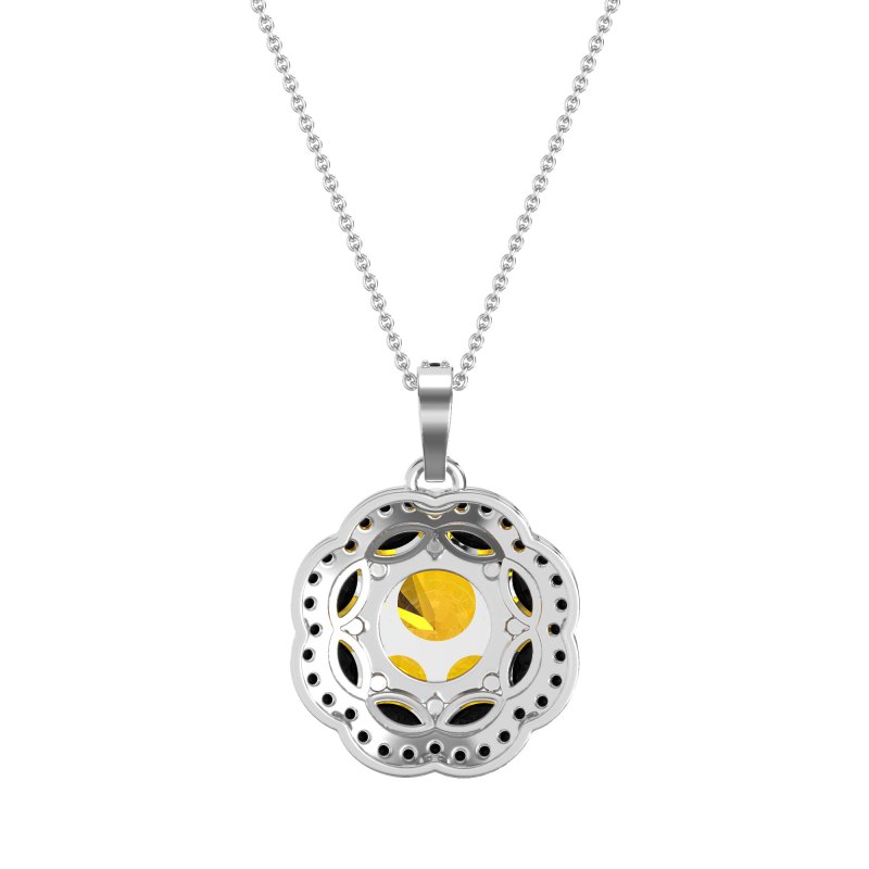 Flower Marquise Halo Necklace