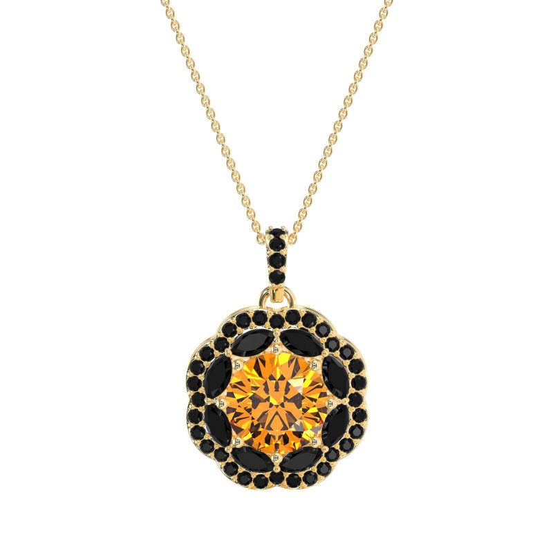 Flower Marquise Halo Necklace