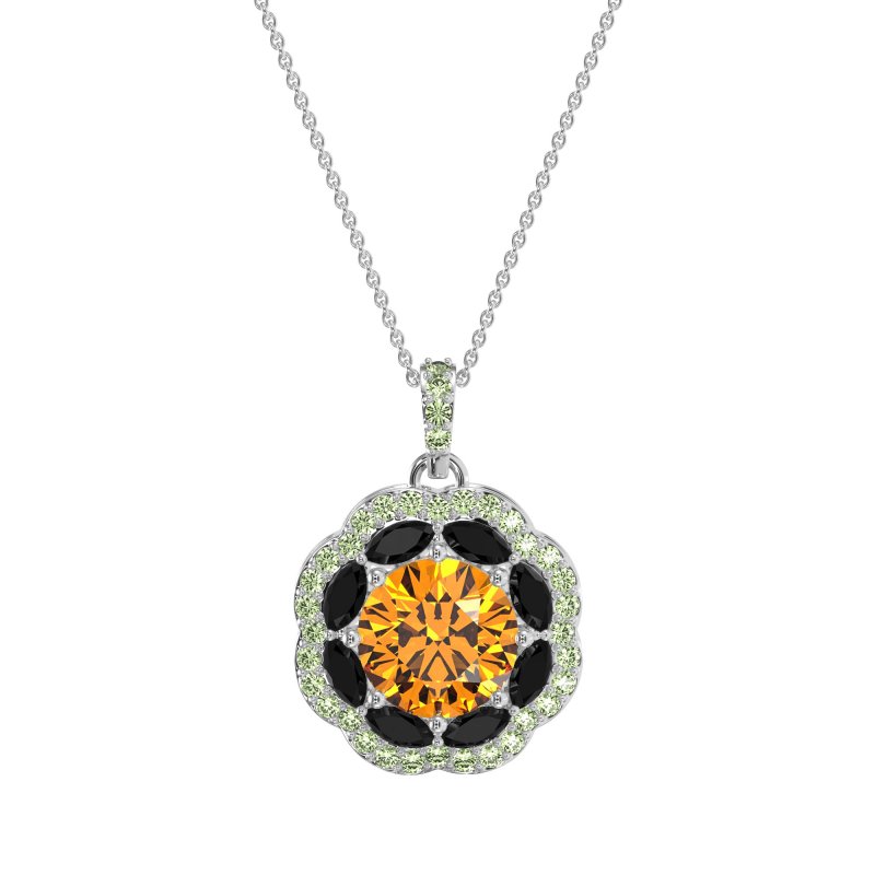 Flower Marquise Halo Necklace