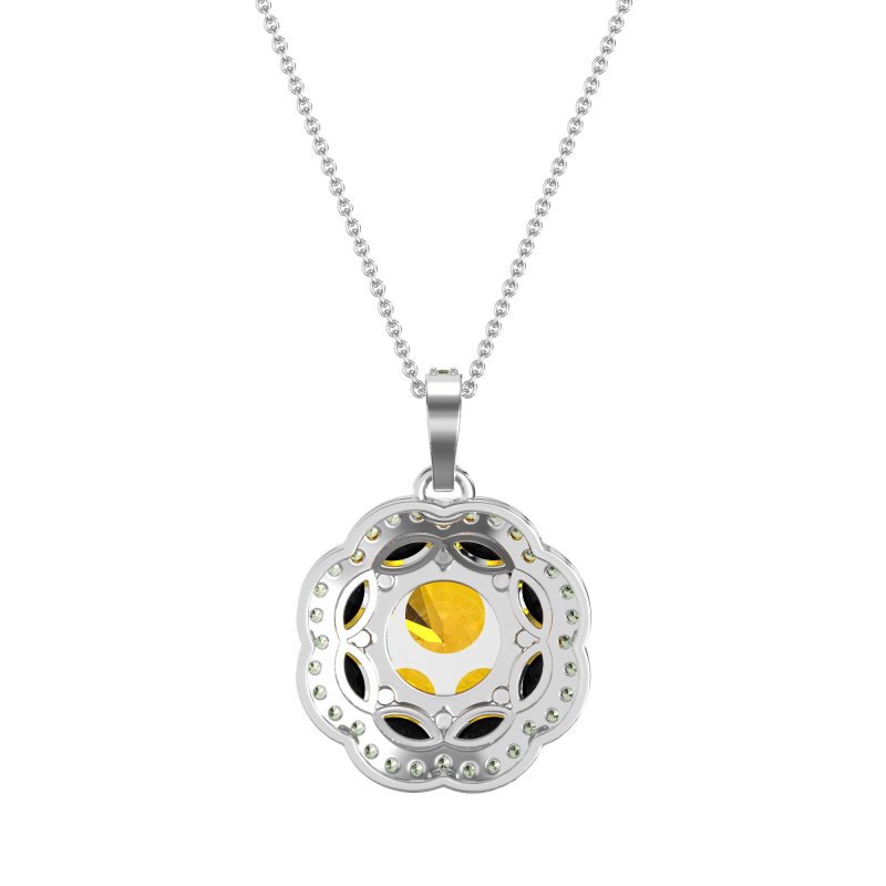 Flower Marquise Halo Necklace