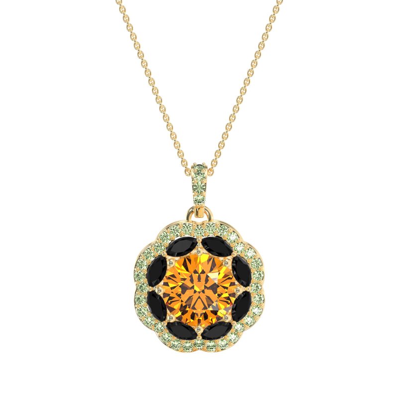 Flower Marquise Halo Necklace