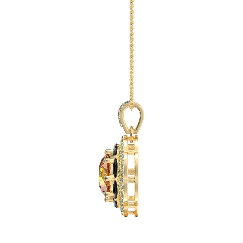 Flower Marquise Halo Necklace