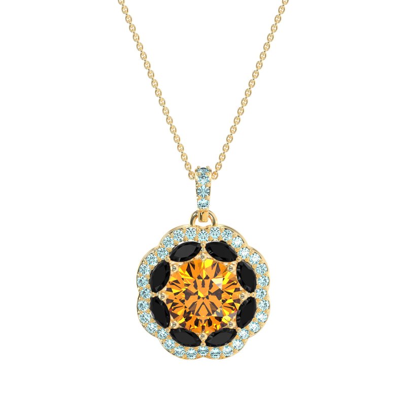 Flower Marquise Halo Necklace