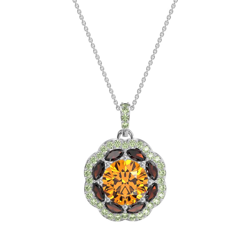 Flower Marquise Halo Necklace