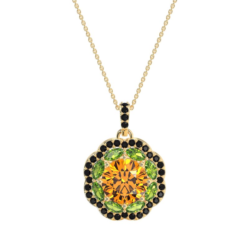 Flower Marquise Halo Necklace