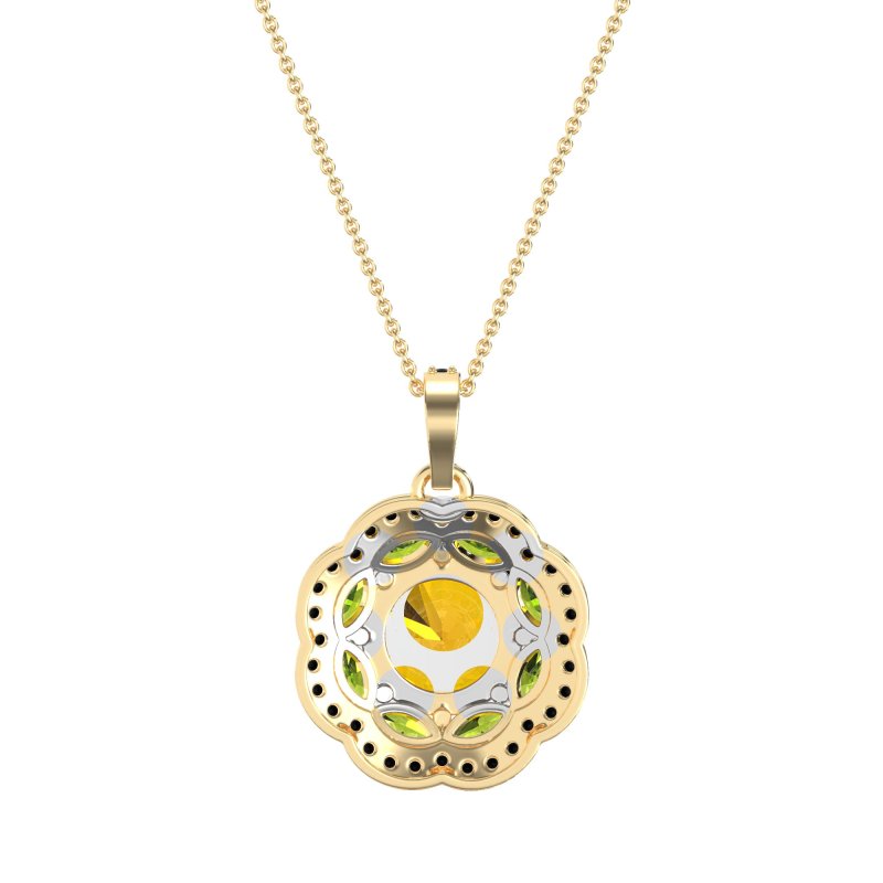 Flower Marquise Halo Necklace