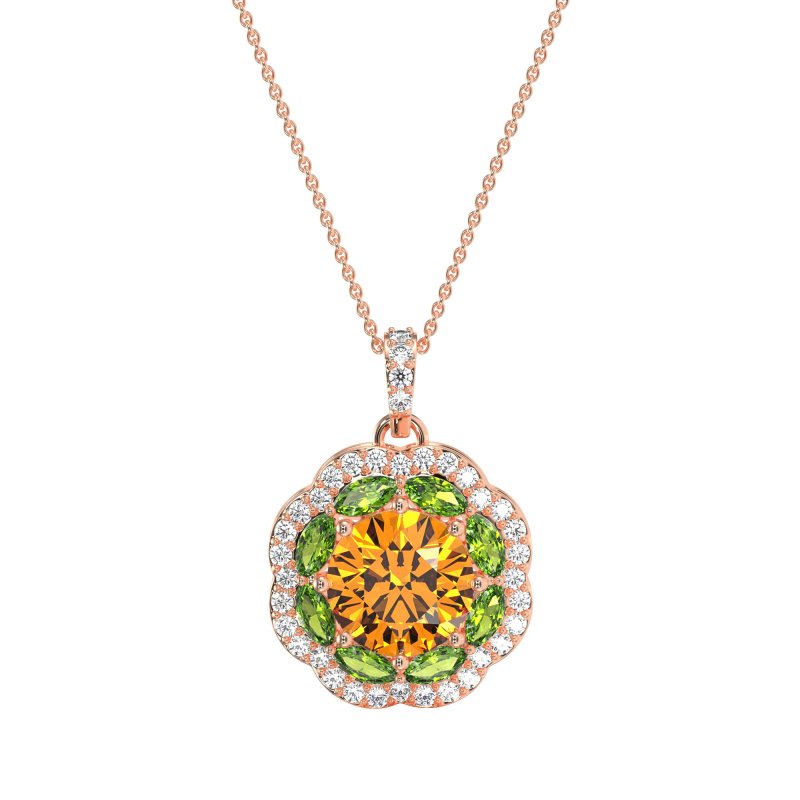 Flower Marquise Halo Necklace