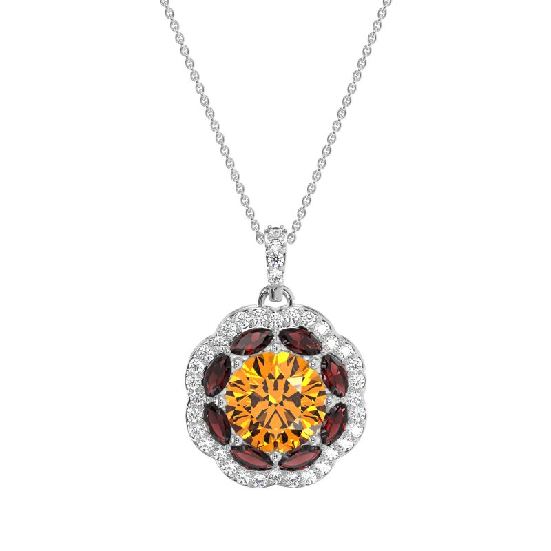 Flower Marquise Halo Necklace