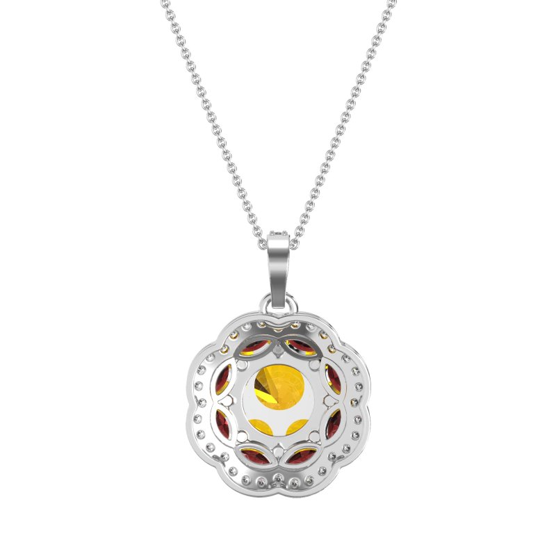 Flower Marquise Halo Necklace