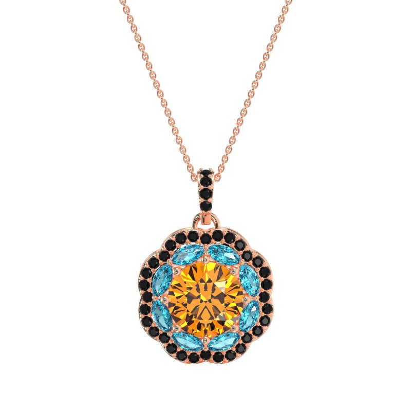Flower Marquise Halo Necklace