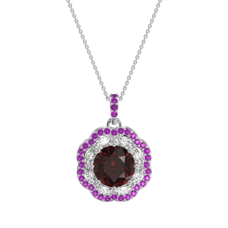 Flower Marquise Halo Necklace