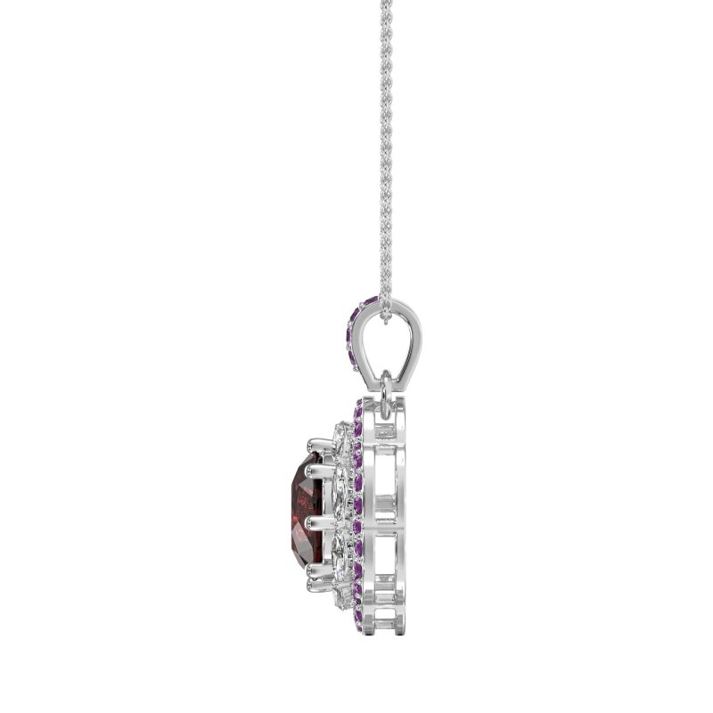 Flower Marquise Halo Necklace