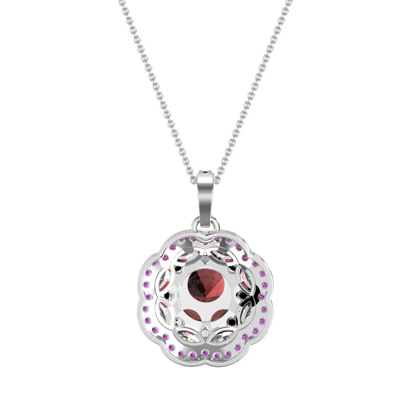 Flower Marquise Halo Necklace
