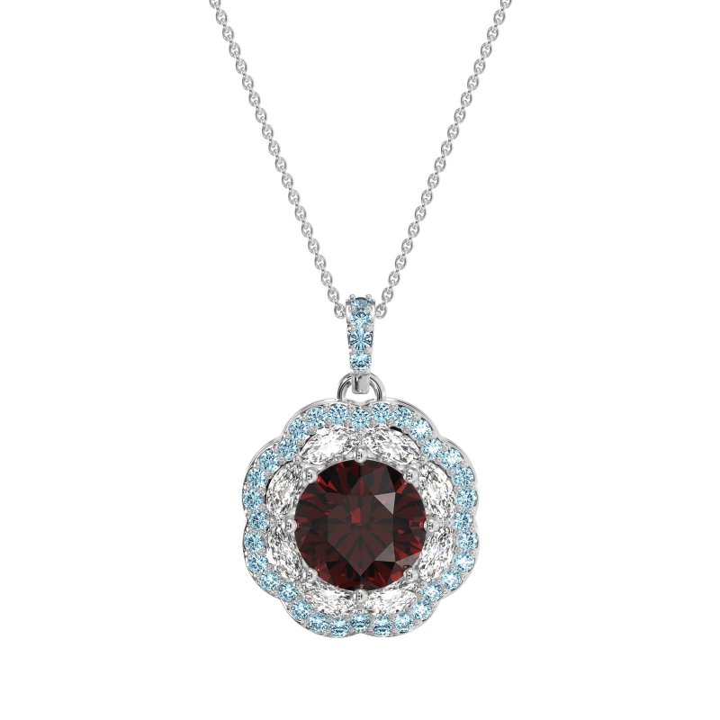 Flower Marquise Halo Necklace