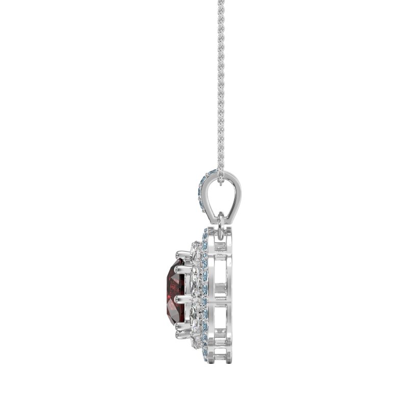 Flower Marquise Halo Necklace