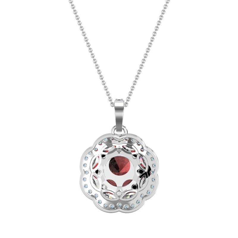Flower Marquise Halo Necklace