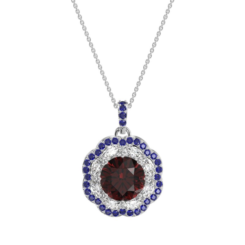 Flower Marquise Halo Necklace