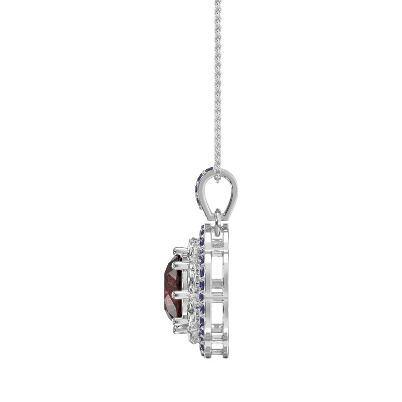 Flower Marquise Halo Necklace