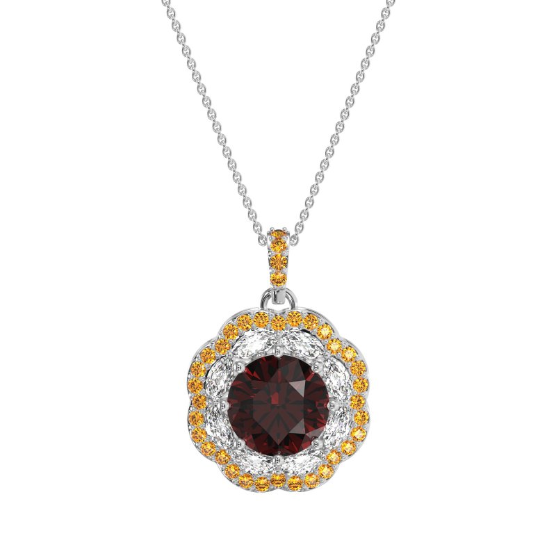 Flower Marquise Halo Necklace