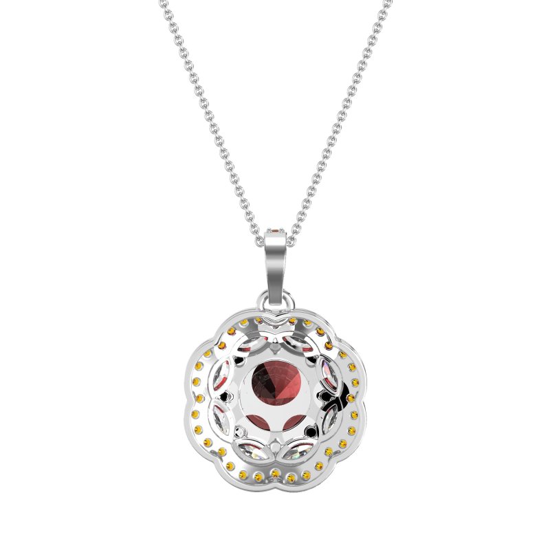 Flower Marquise Halo Necklace