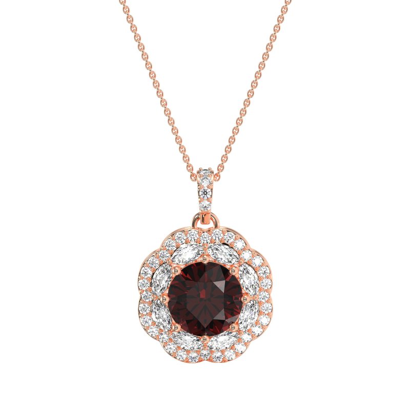Flower Marquise Halo Necklace