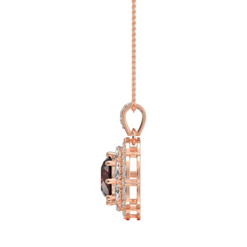 Flower Marquise Halo Necklace