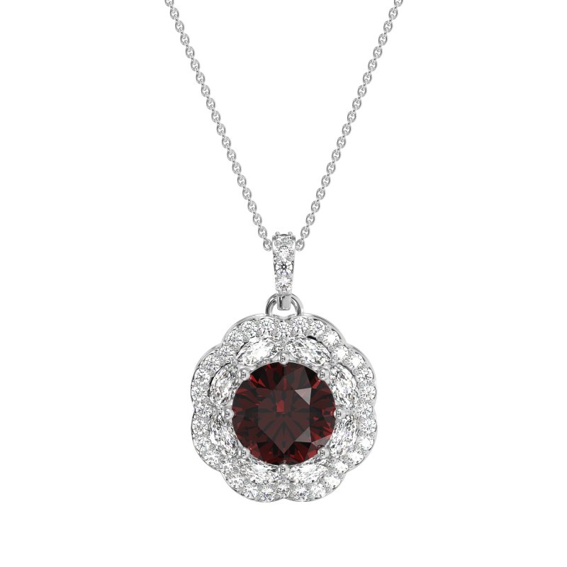 Flower Marquise Halo Necklace