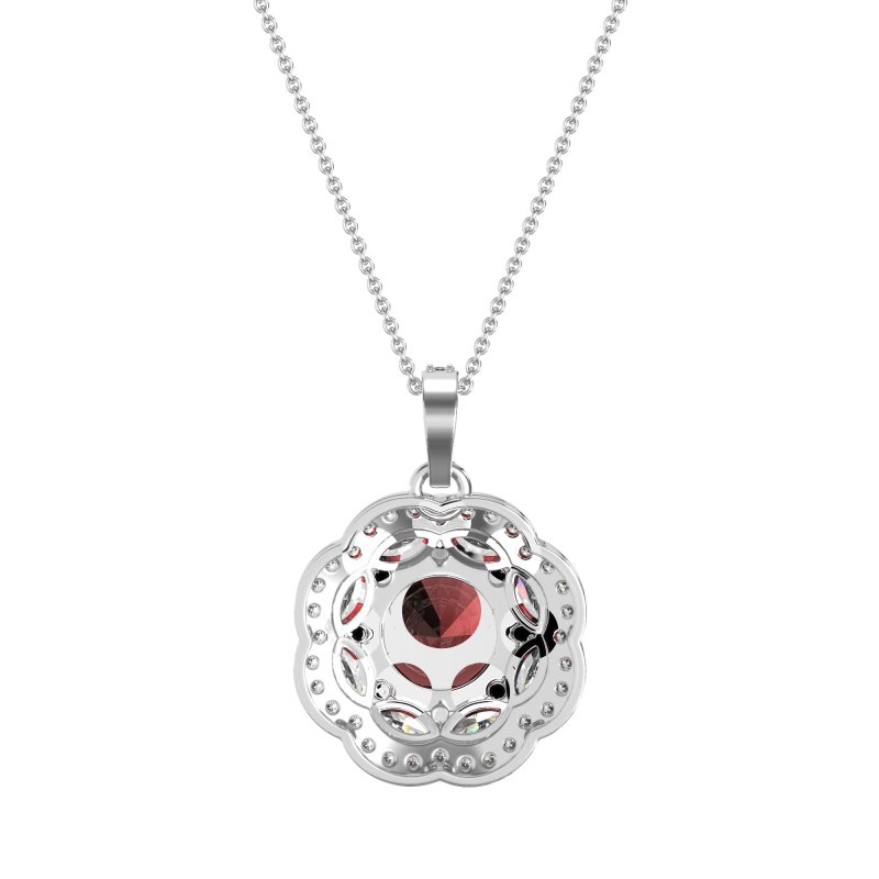 Flower Marquise Halo Necklace