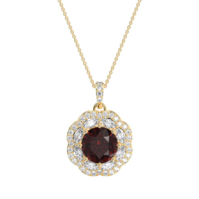 Flower Marquise Halo Necklace