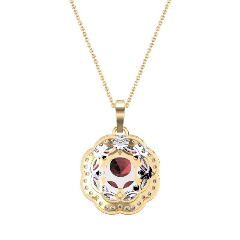 Flower Marquise Halo Necklace