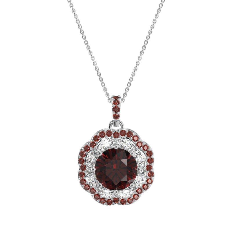 Flower Marquise Halo Necklace