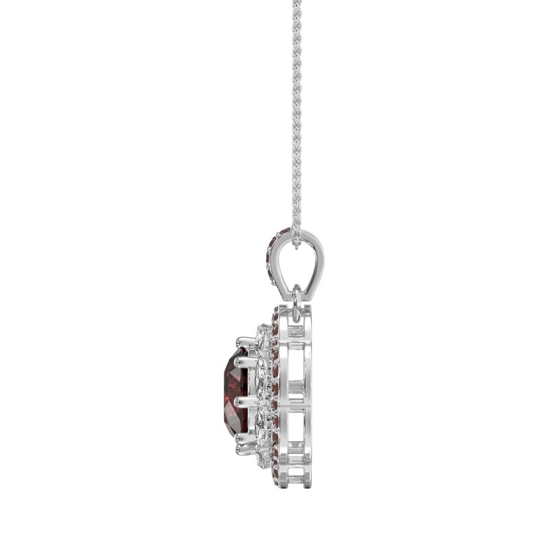 Flower Marquise Halo Necklace