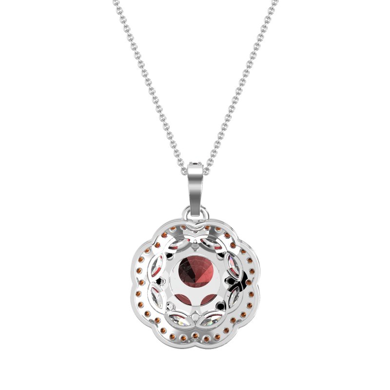 Flower Marquise Halo Necklace