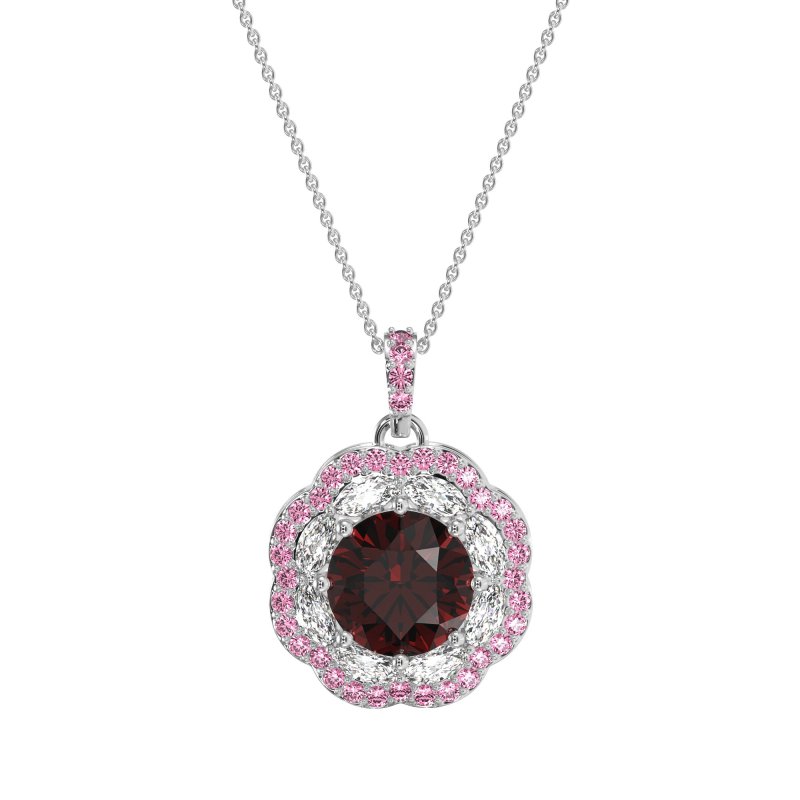 Flower Marquise Halo Necklace