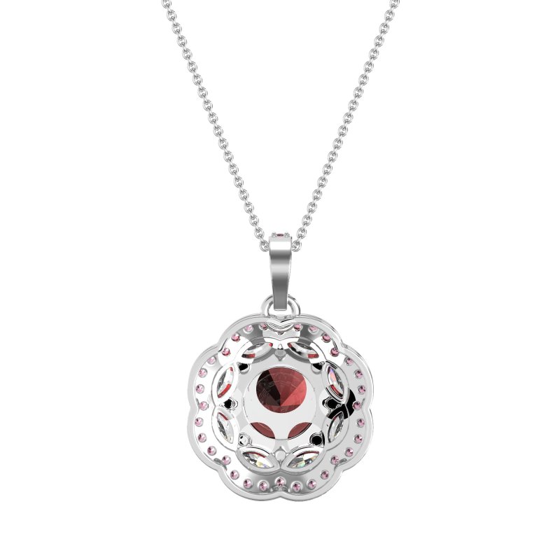 Flower Marquise Halo Necklace