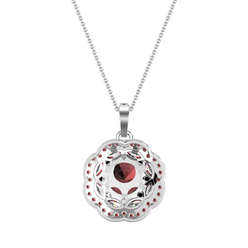 Flower Marquise Halo Necklace